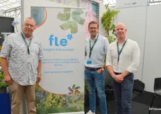Mark van Velzen, Victor Vijverberg en Bert de Zeeuw van Freight Line Europe, dat de laatste jaren ook steeds meer bloemen en planten vervoert en wel met name op het VK. Op de beurs werd bovendien een nieuw logo & slogan gepresenteerd